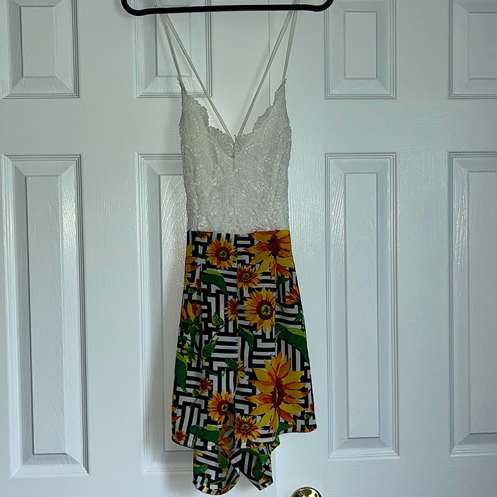Lace Sunflower Romper - XS from Shein